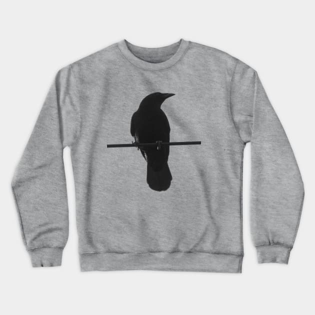 crow on a wire Crewneck Sweatshirt by Electric Mermaid